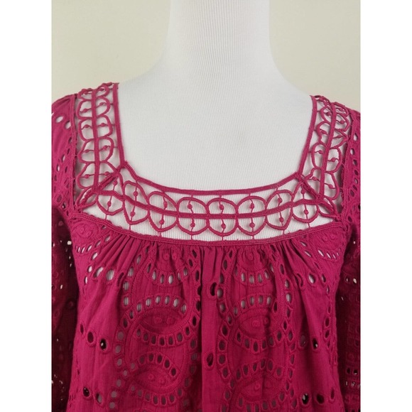 NEW $310 TRYB Women Top Peasant Lace Embroidered Lace Tassel Bell Sleeve - Picture 6 of 8